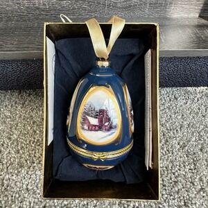 Mr Christmas Hinged Musical Egg Trinket Box Ornament Valerie‎ Parr Hill Church